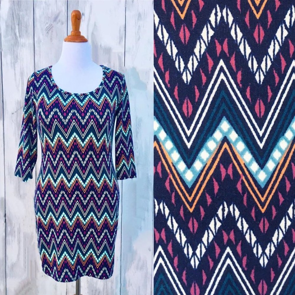 Cantata Chevron Pattern Stretch Dress